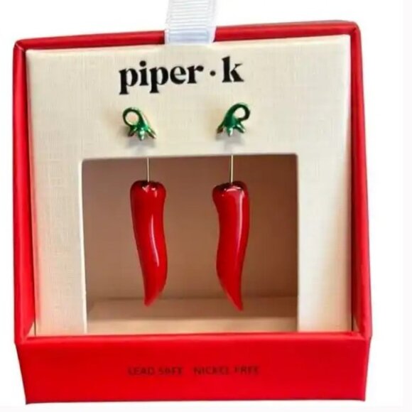 PIPER K Red Chili Pepper Earrings - Picture 1 of 4